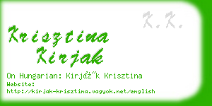 krisztina kirjak business card